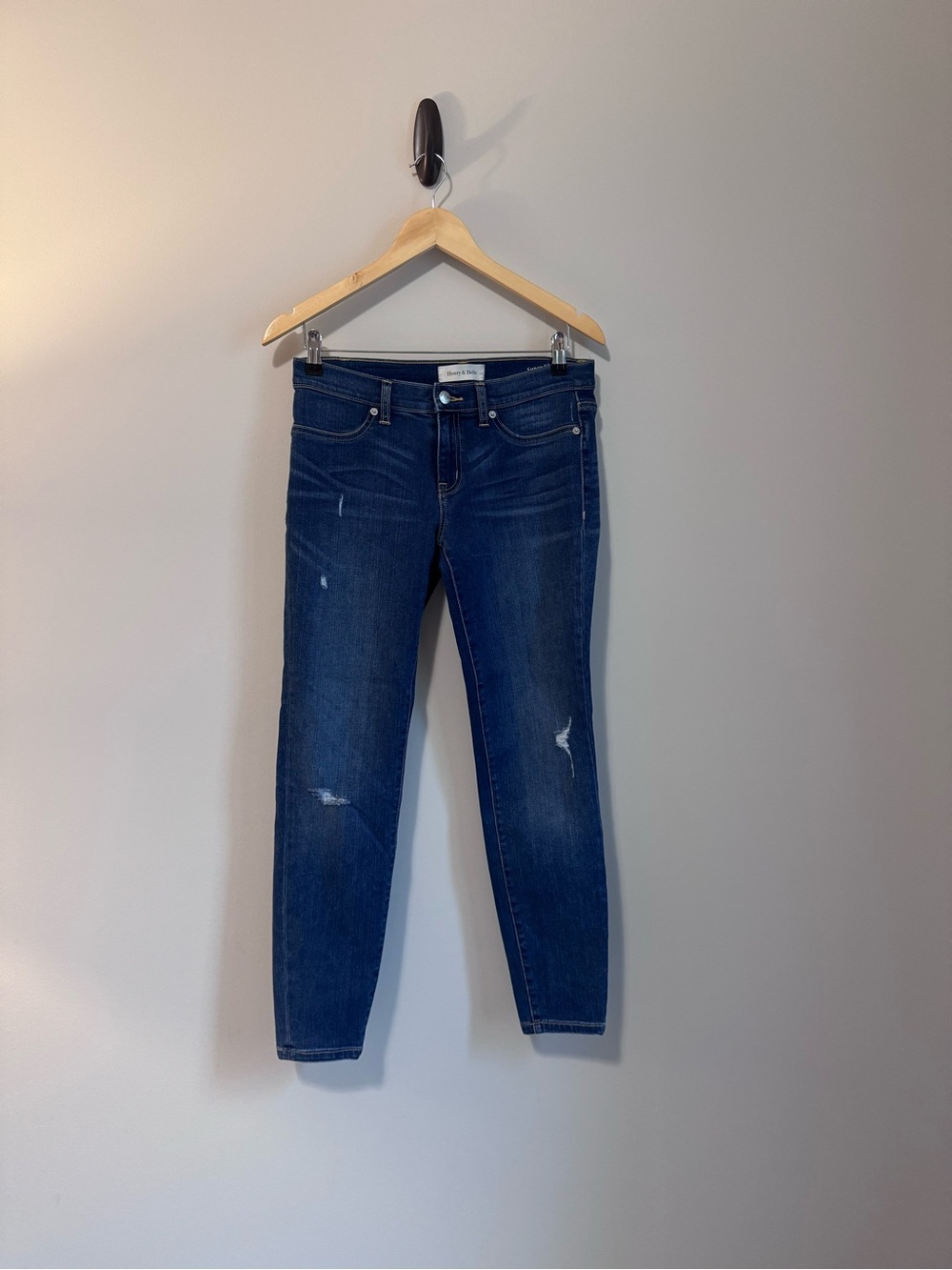 Henry & Belle Dark, Distressed Blue Skinny Jeans